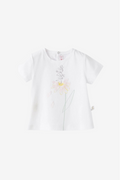 T-Shirt mit aufgedruckter Blume und Mädchen