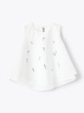 Cotton Voile Top with Flower Embroidery