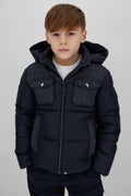 Daunenjacke m Denimdetails