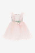 Kleid aus Tüll mit Rüschen und Blumen Detail