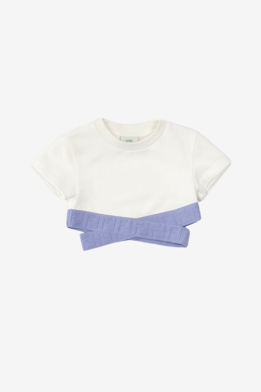 Cropped T-Shirt with FF Fendi Bands