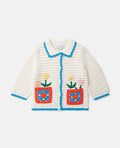 Crochet-Style Cardigan with Floral Intarsia
