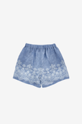 Light Blue Embroidered Denim Shorts