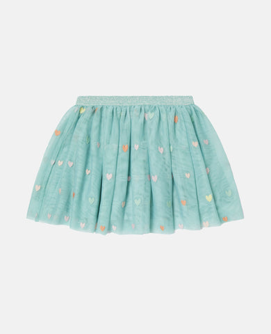 Kids Tulle Skirt Embroidered Hearts