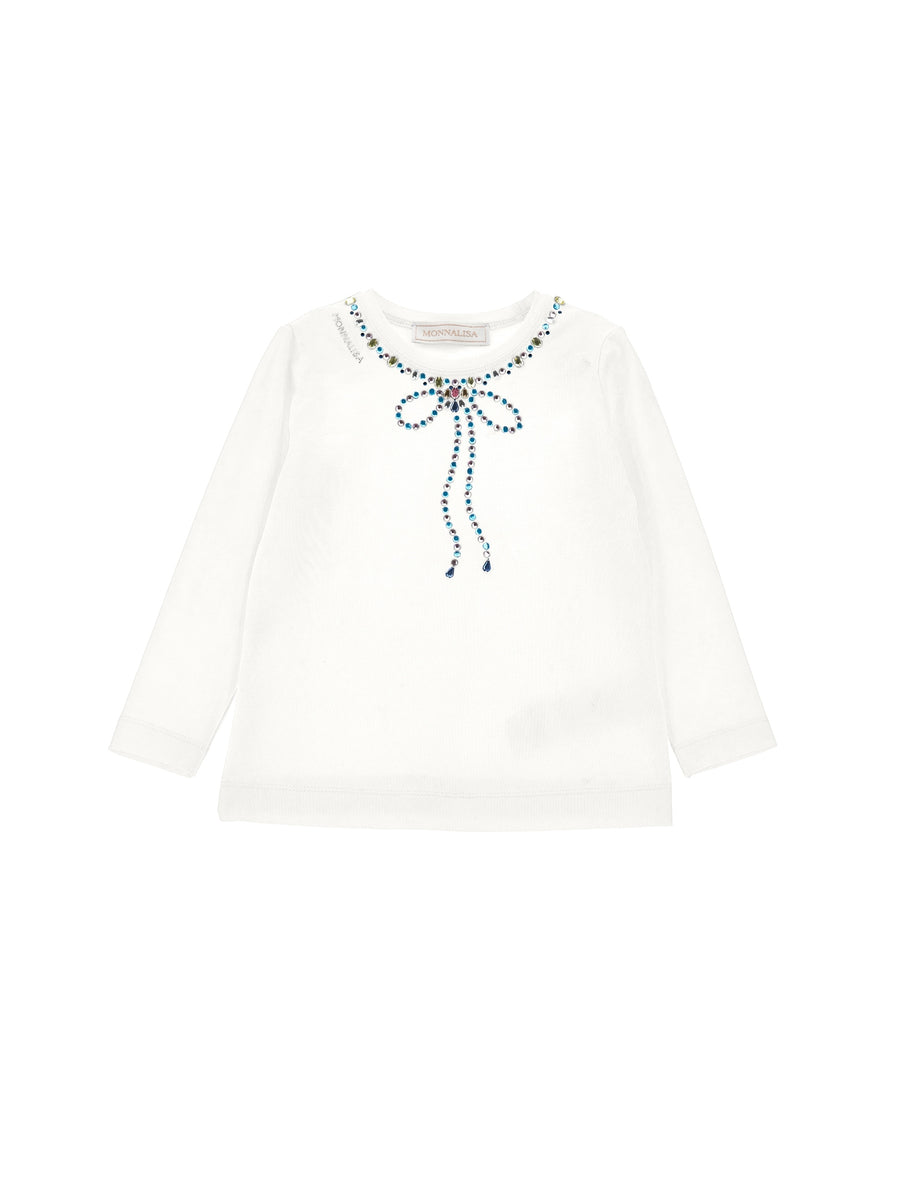 T-Shirt mit Schleife und Strass