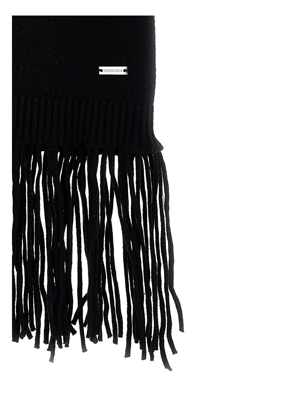 Strickkleid mit hohem Kragen und Fransen