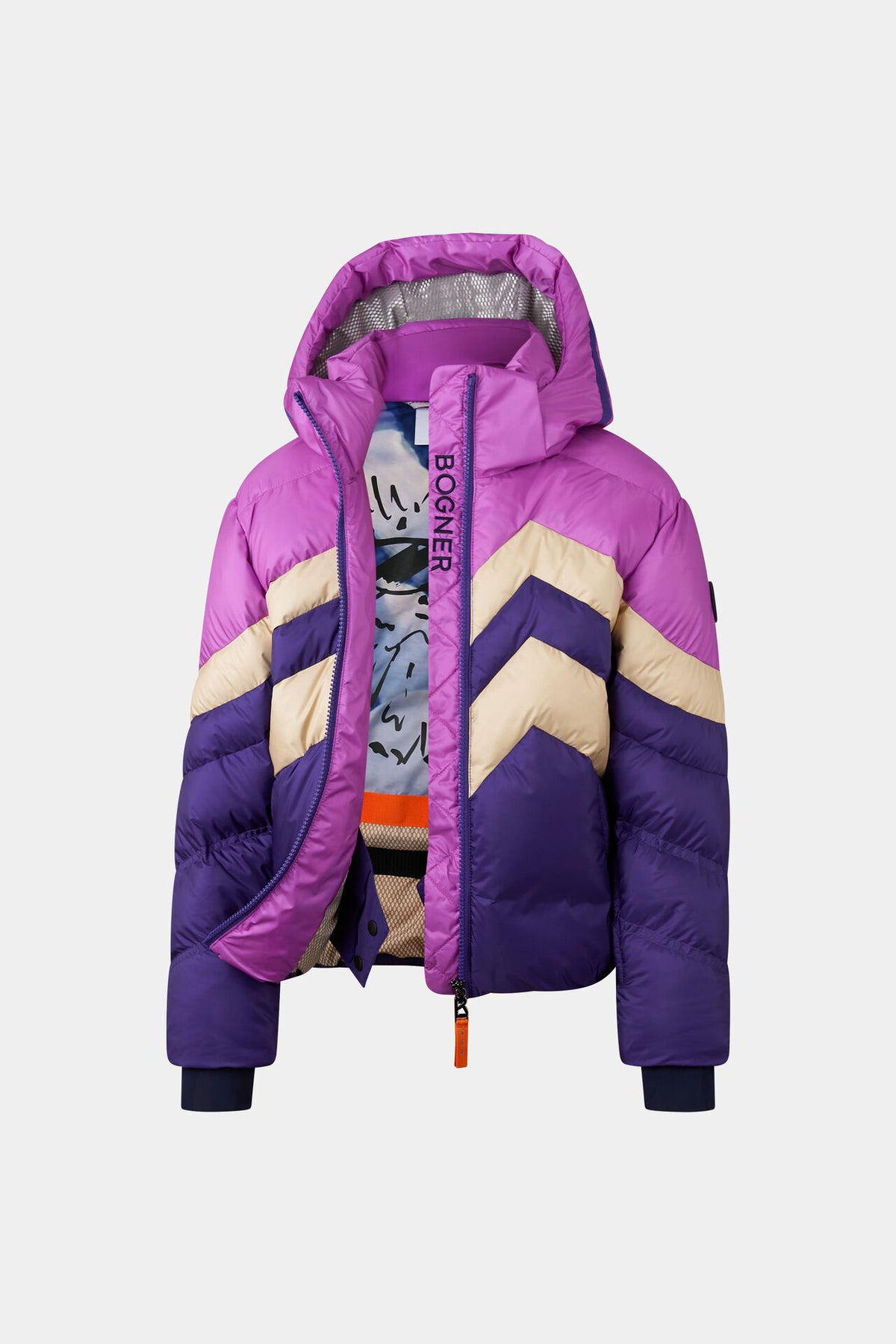 Kids Ski Down Jacket Maddy in Violet/Beige