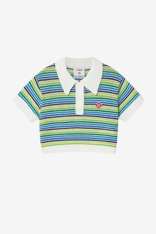 Stripe Short Sleeve Crochet Top