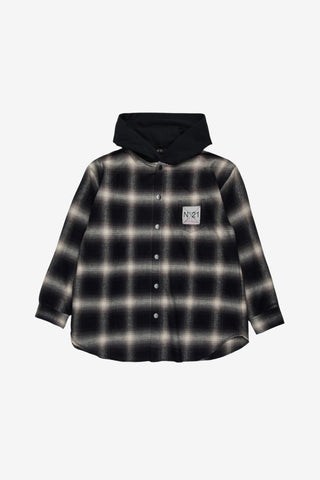 Karierte Hemdjacke mit Kapuze