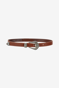 Brown Leather Belt with Engraved Buckle