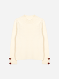 Sweater with heart-shaped buttons
