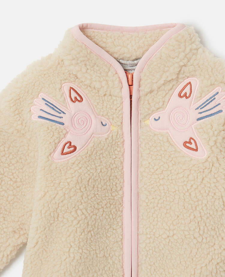 Embroidered fleece with dove