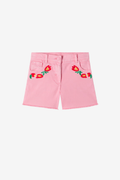 Shorts with Embroidered Flowers
