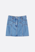 Denim Skirt with Star Stitching