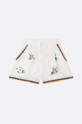 Embroidered Shorts with Scalloped Trim