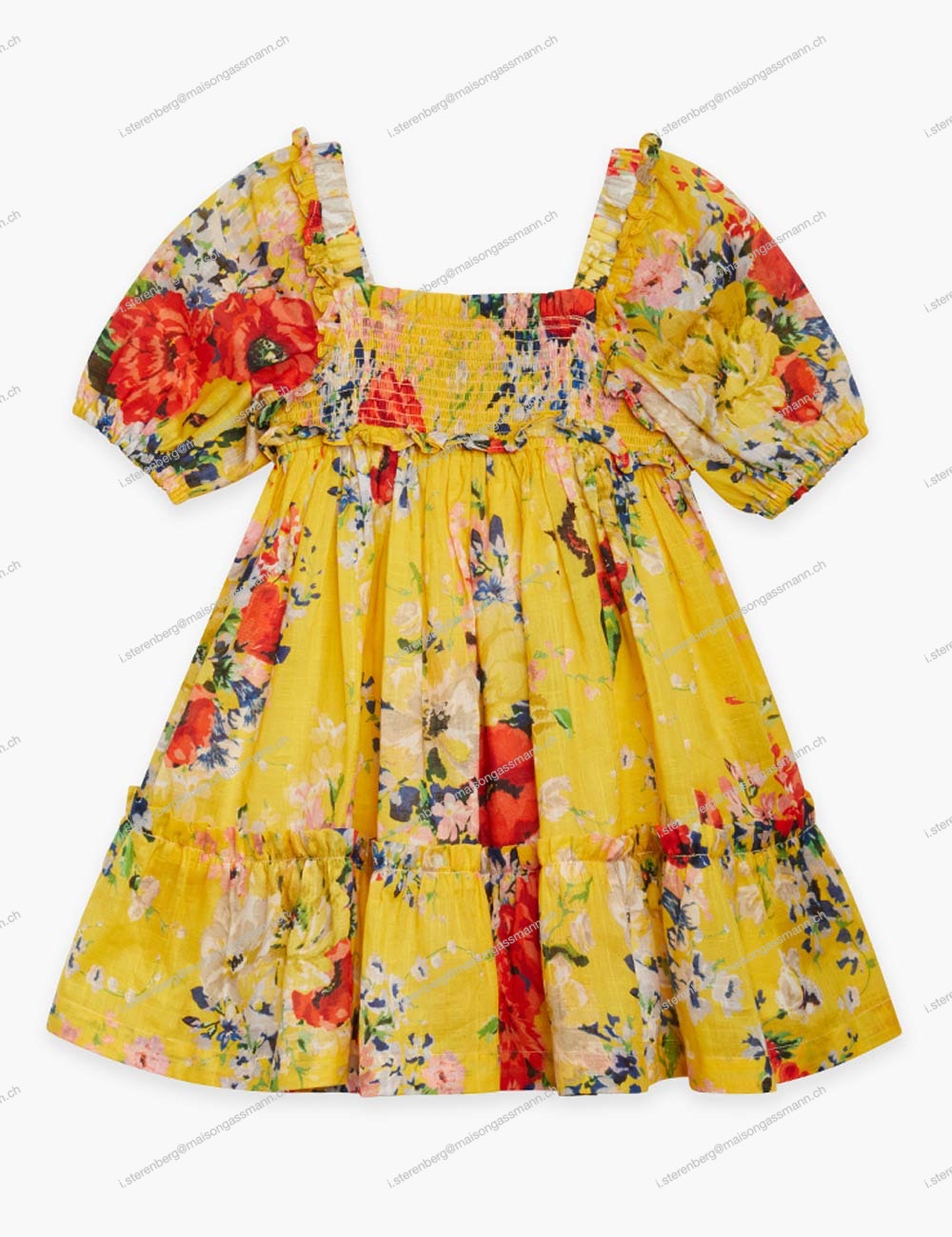 Dress with Puff Sleeve, yellow