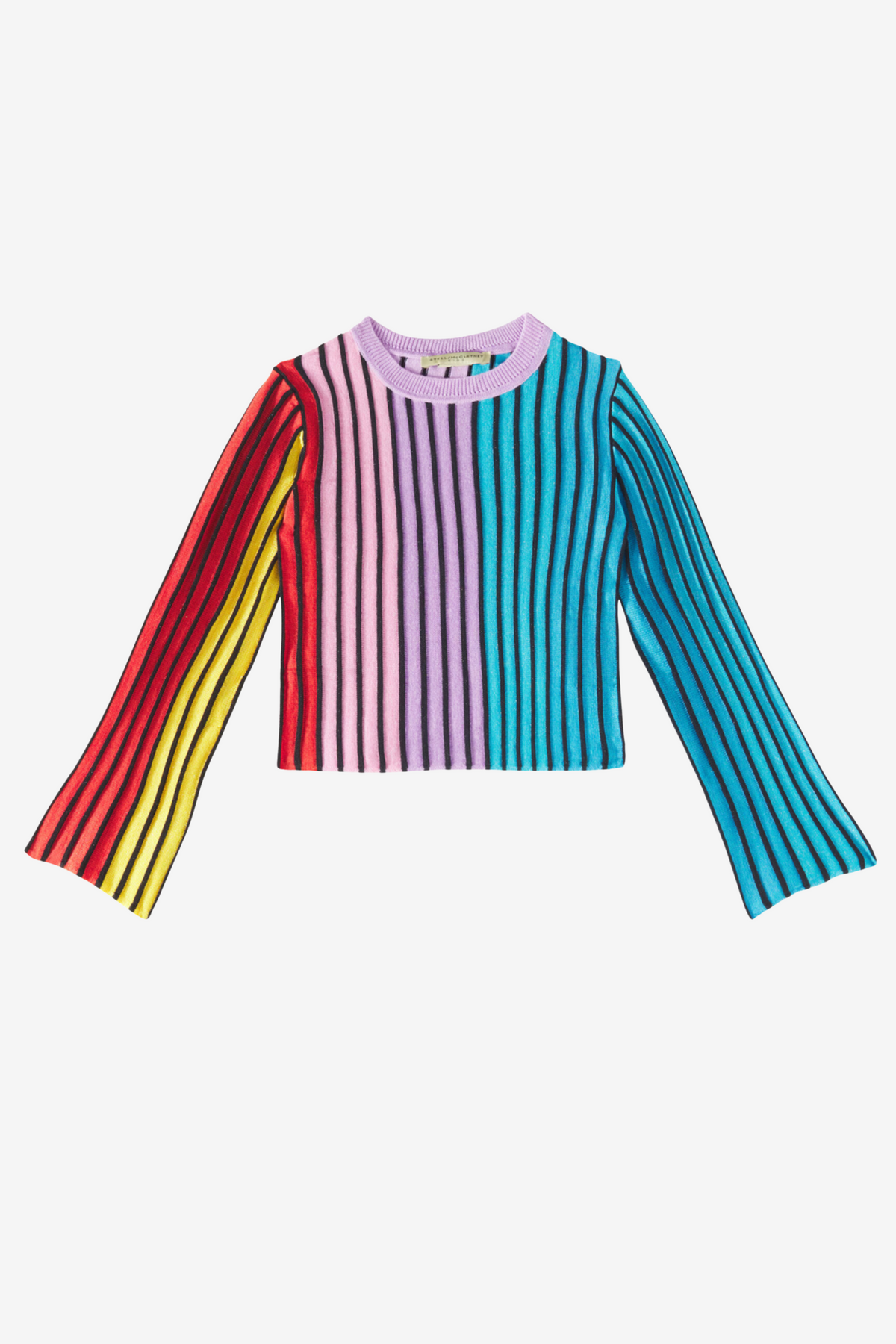 Rainbow striped flared top