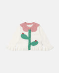 Knit Cardigan with Ladybug Appliqués