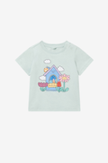 T-Shirt with Happy House and Garden Print