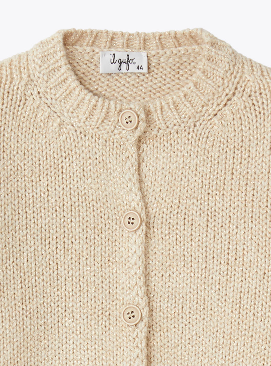 Crew neck cardigan in lurex yarn