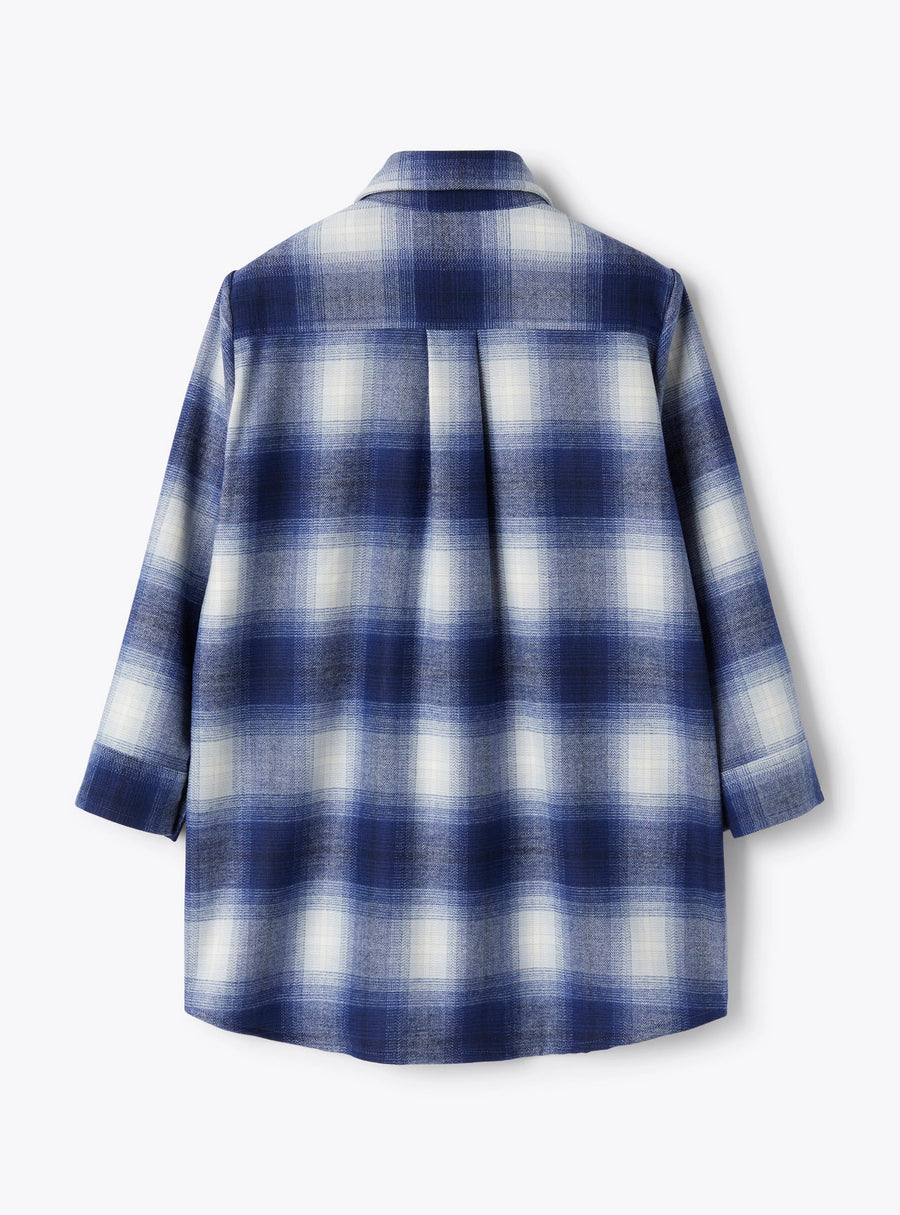 Checkered techno-wool shirt dress