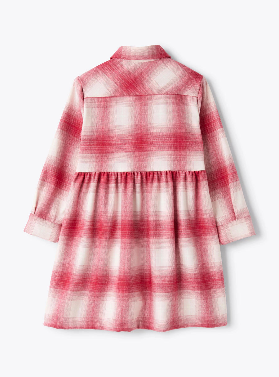 Checkered techno-wool shirt dress