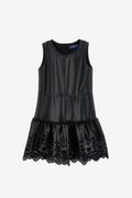 Embroidered Faux Leather Mini Dress