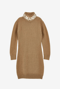Logo Intarsia Turtleneck Knit Dress