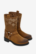 Floral-Embroidered Suede Boots