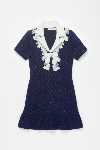 Blue Sequin Knit Dress