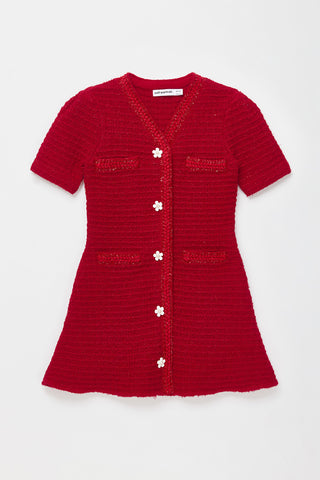Red Textured Knit Dress