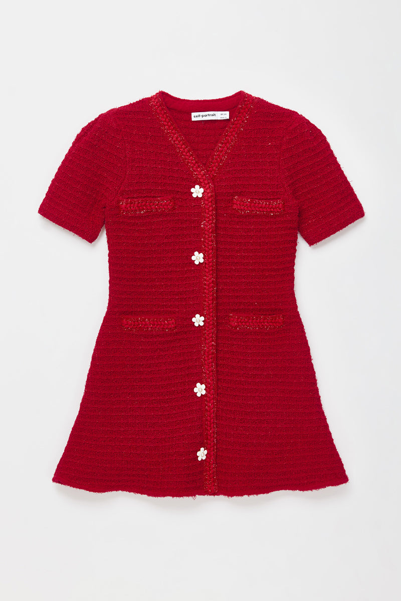 Red Textured Knit Dress
