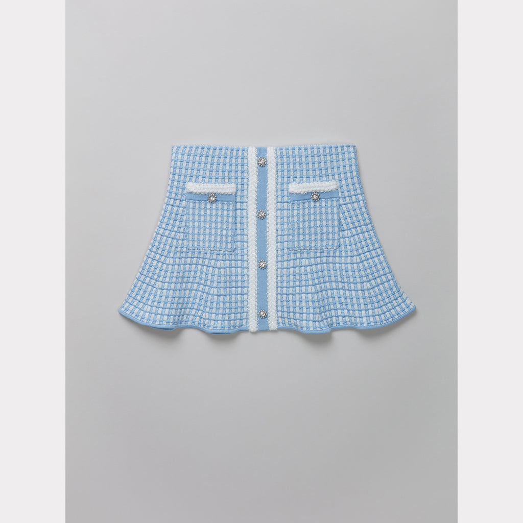 Blue Knit Mini Skirt