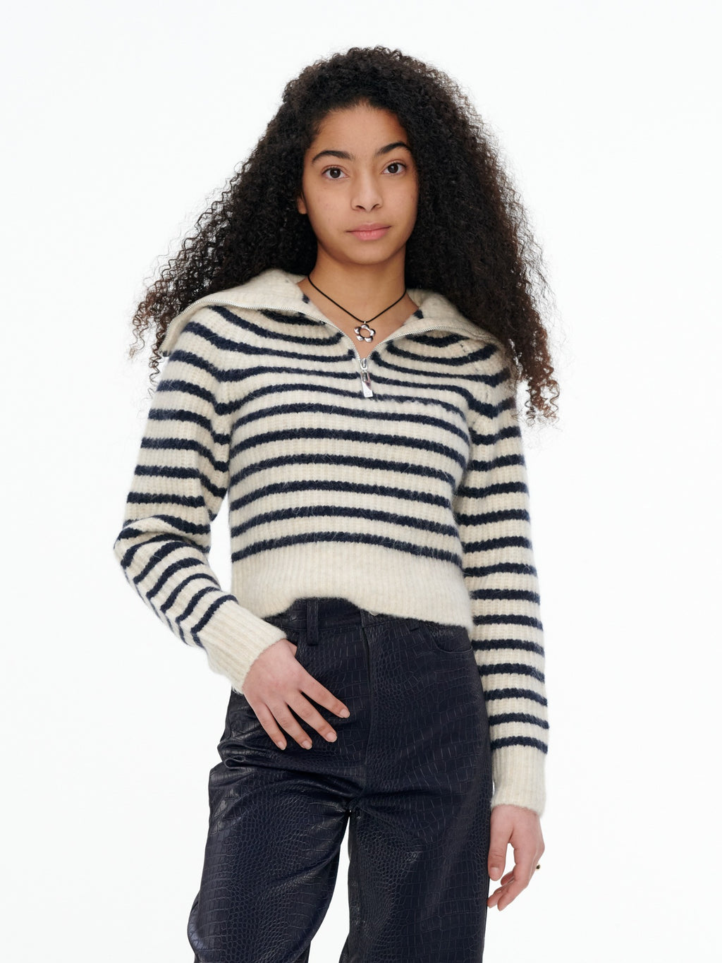 Striped Half-zip Pullover