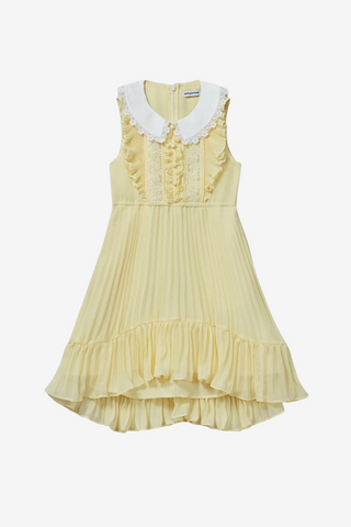 Yellow Guipure Lace Mini Dress