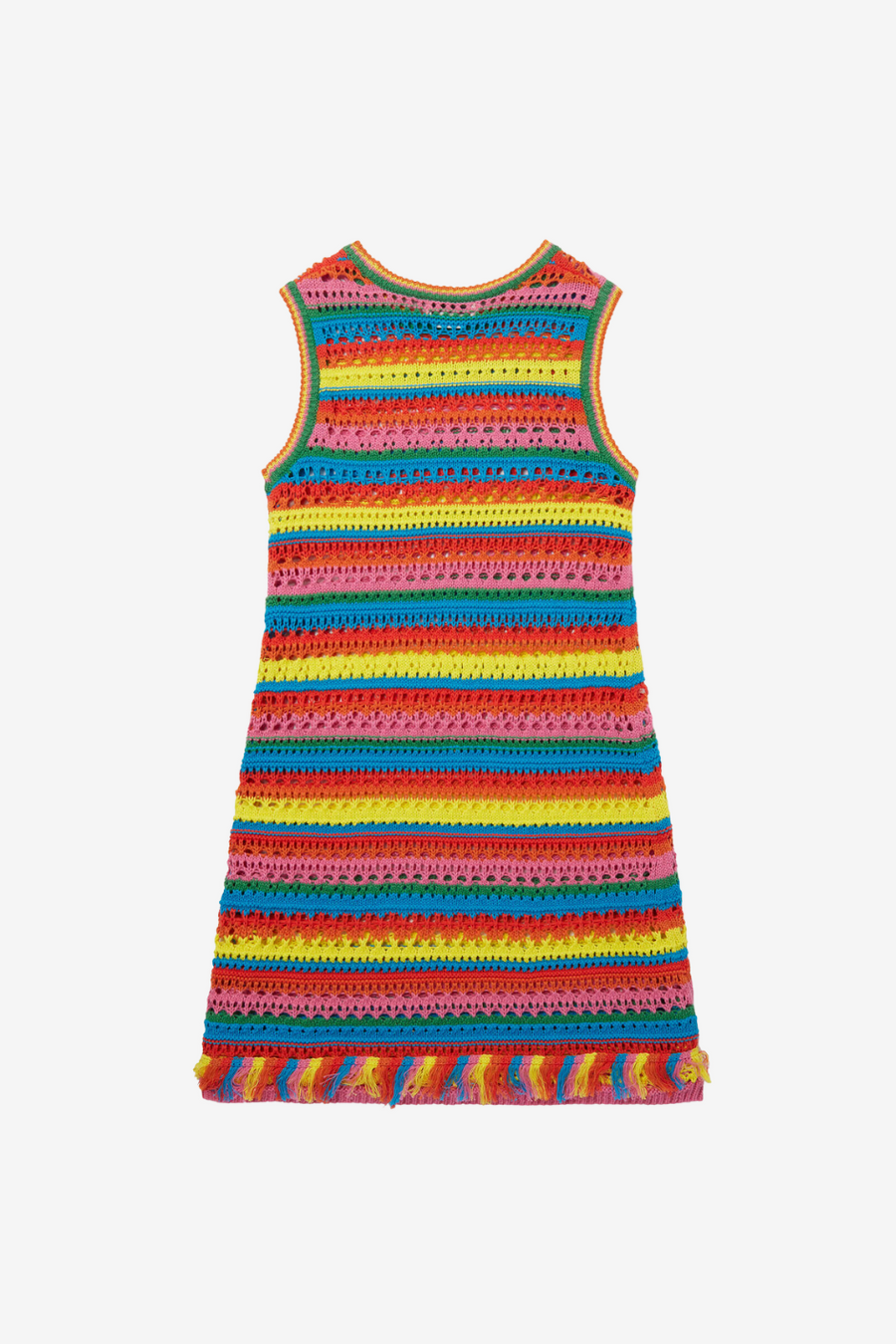 Rainbow Stripe Crochet Tank Dress