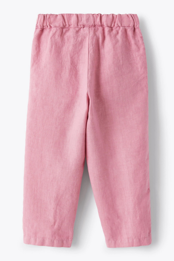 Lange Hose mit Tunnelzug aus rosa Leinen