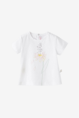 T-Shirt mit aufgedruckter Blume und Mädchen
