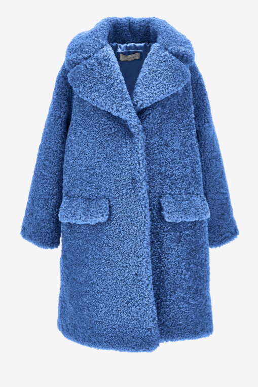Blauer Plüsch-Mantel