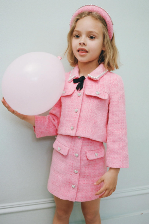 Pink Textured Woven Mini Skirt