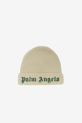 Ribbed white Beanie with Logo