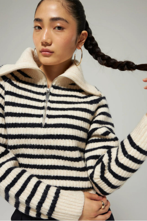 Striped Half-zip Pullover