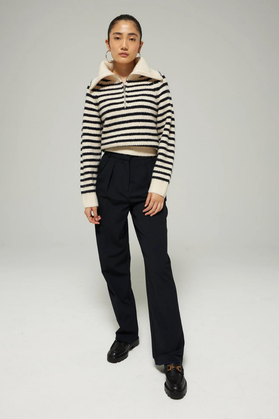 Striped Half-zip Pullover