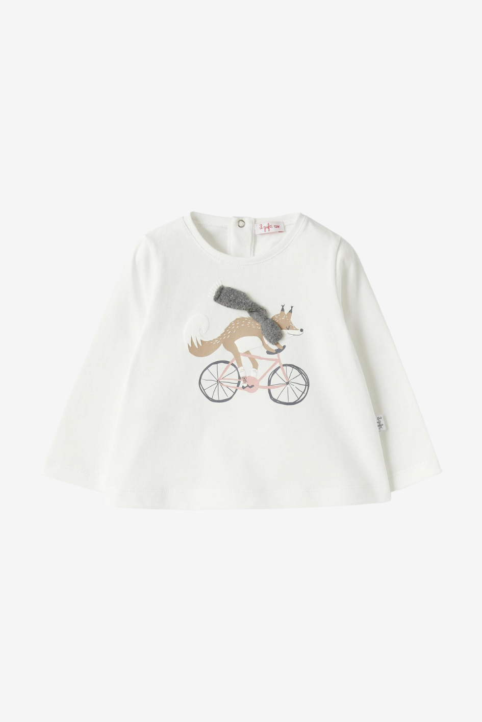 Print-T-Shirt für Mädchen mit Fuchs auf Fahrrad