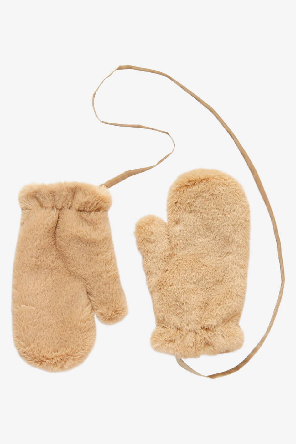 Fausthandschuhe aus Kunstfell in Beige