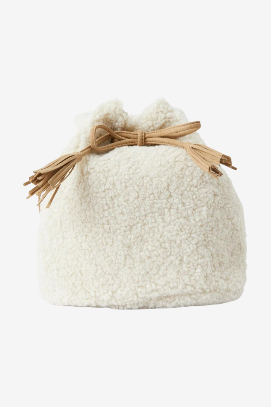 Handtasche aus Teddyplüsch mit Kordelzug