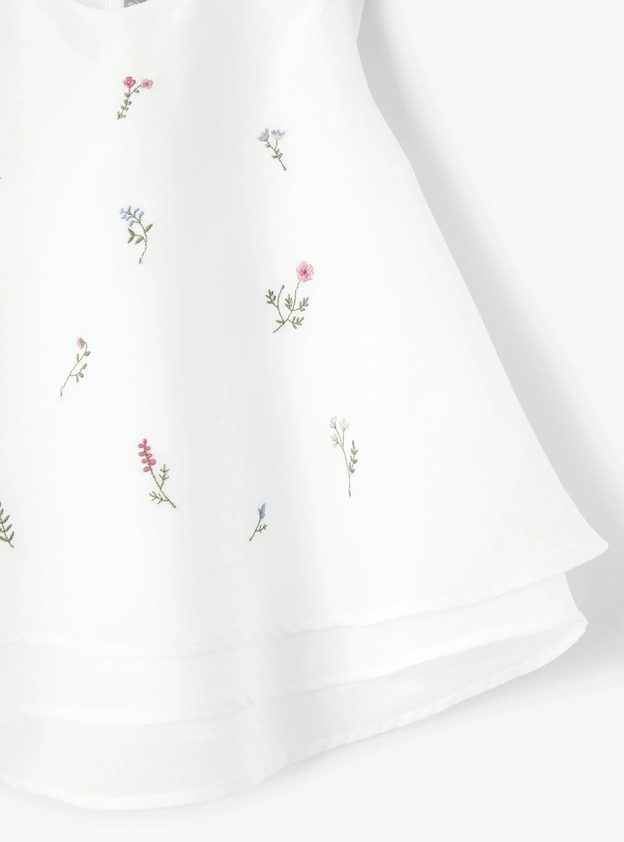 Cotton Voile Top with Flower Embroidery