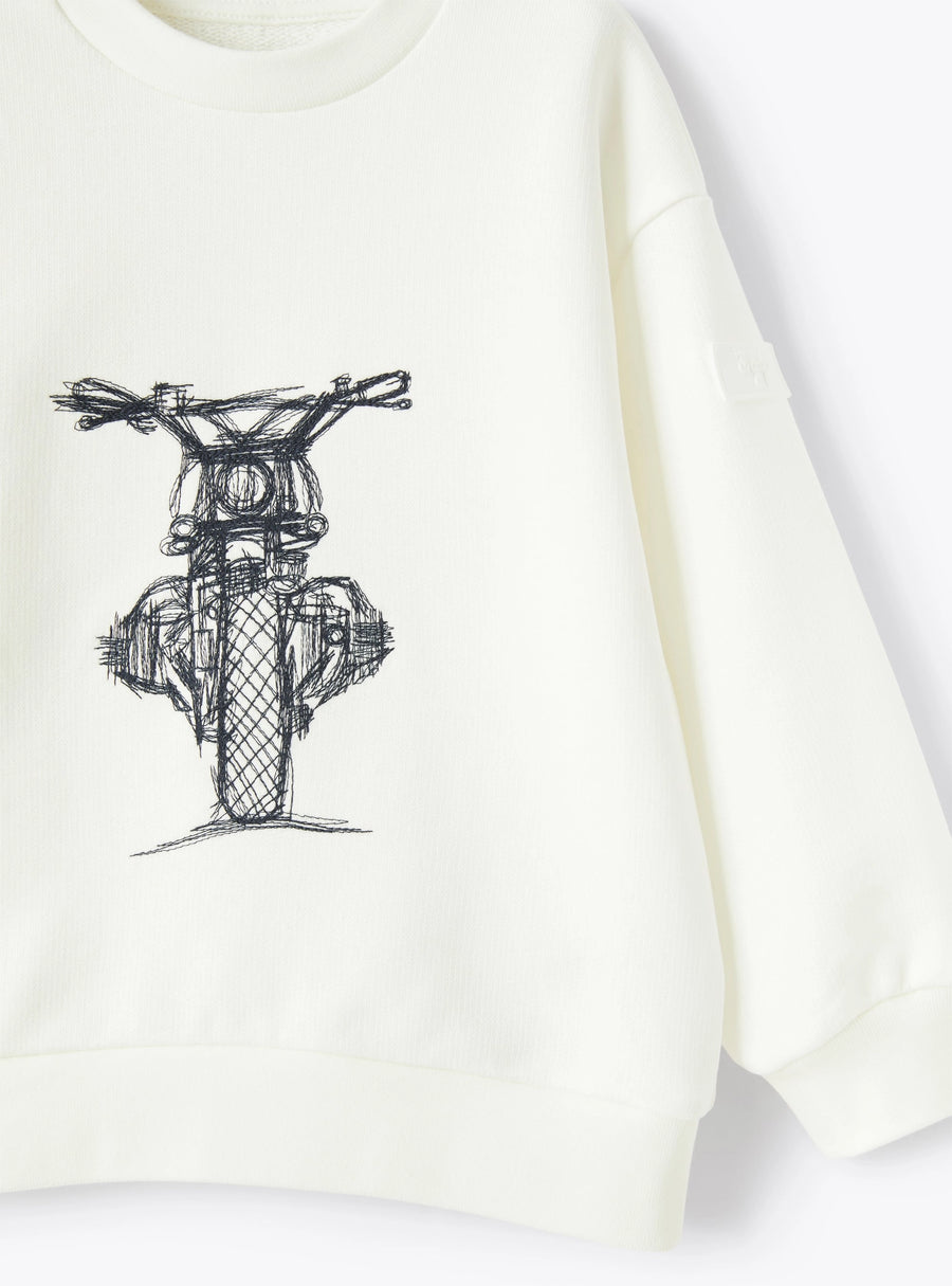 Sweatshirt with Motorcycle Embroidery