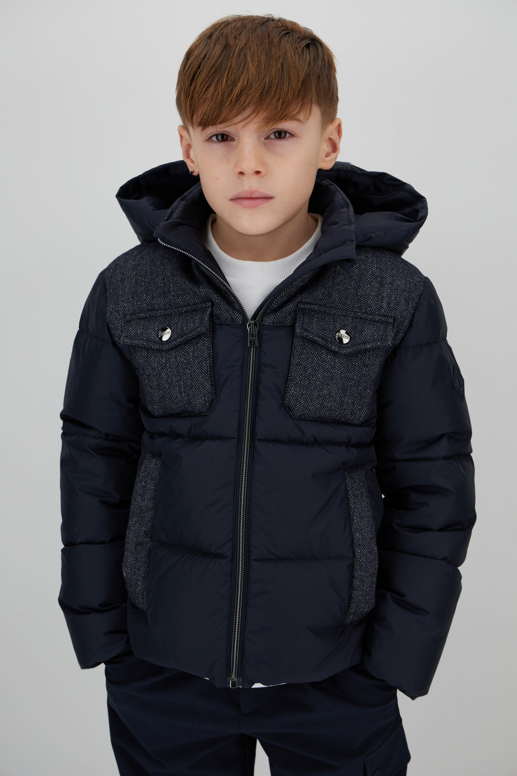 Daunenjacke m Denimdetails