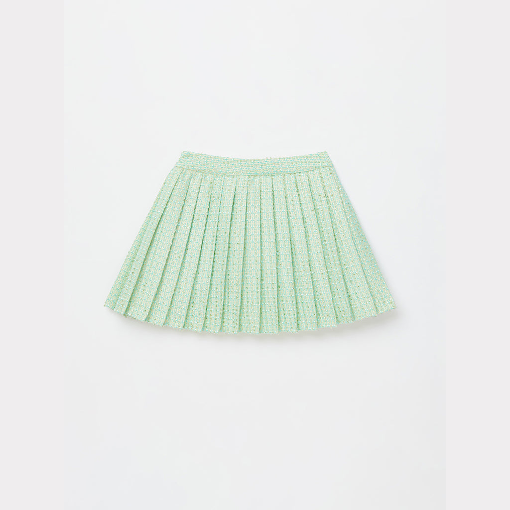 Mint Boucle Pleated Skirt